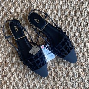 Zara Black Cage Flats NWT
